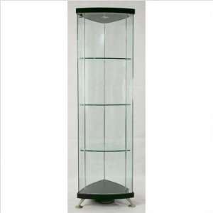   6671 CUR Triangle Glass Curio Cabinet in Black Furniture & Decor
