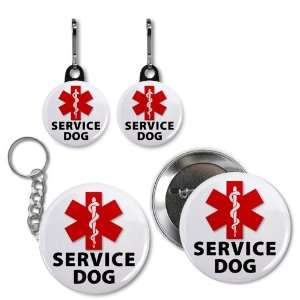  RED SERVICE DOG SYMBOL Medical Alert Button Zipper Pull 
