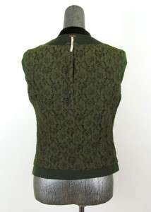 womens forest green FREE PEOPLE sweater jacket blazer modern jeweled 