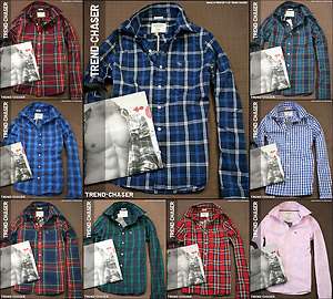 Abercrombie & Fitch Mens Muscle Fit Long Sleeve Button Plaid Shirt NWT 