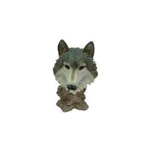 Natural Looking Wolf Head Statue 