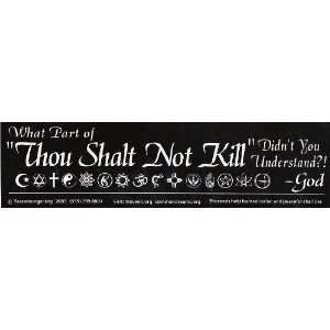 Peace Bumper Sticker ~ What Part of Thou Shalt Not Kill Didint You 