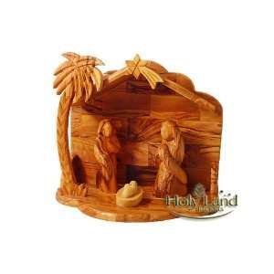  Modern Olive Wood Nativity Set with Stable