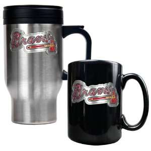   MLB Stainless Steel Travel Mug & Black Ceramic Mug Set   Primary Logo