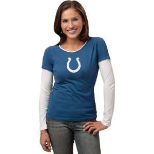 Indianapolis Colts Womens Blue Logo Premier Too Long Sleeve Layered 