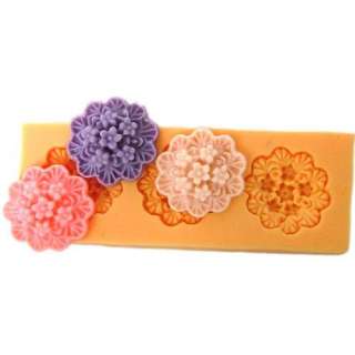 9006 Soft Silicone Handmade Soap Candle Mold Mould   3 cavity Floral 