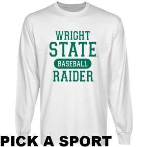 Wright State Raiders White Custom Sport Long Sleeve T shirt   (Large)
