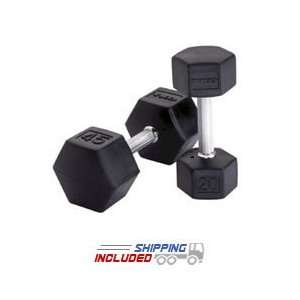 55 100 lb. SDS Rubber Encased Hex Dumbbell Set (10 Pairs) from TKO 
