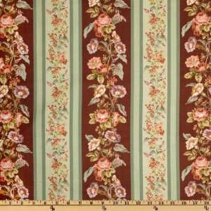   Floral Stripe Mint/Chocolate Fabric By The Yard Arts, Crafts & Sewing