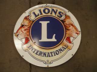 Lions international two sided sign Porcelain & painted  
