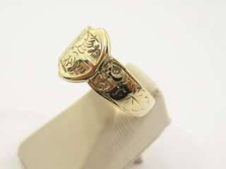MENS 8KT YELLOW GOLD BUCKLE RING CUSTOM /HAND ENGRAVED  