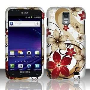   Skyrocket Galaxy S II 2 Rubberized HARD Case Phone Cover Red Flowers