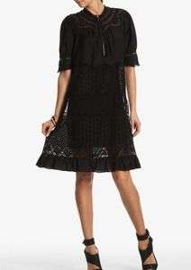 NEW* BCBG Black Bijou Voile Lace Dress XXS $568  