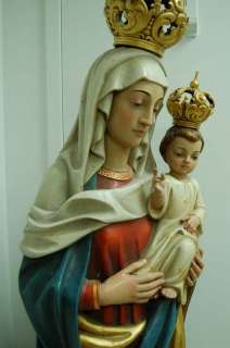 Fine Hand Carved wood Statue Madonna & Child +  