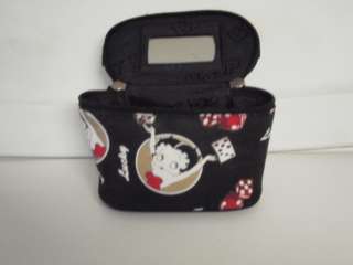 BETTY BOOP LUCKY BLACK PRINT FABRIC PURSE WITH MIRROR  