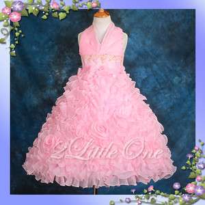   Flower Girl Halter Dress Wedding Pageant Party Pink Size 8 10 148