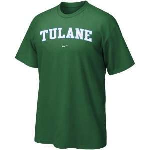  Nike Tulane Green Wave Green Vertical Arch T shirt Sports 
