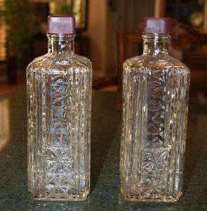 Pair of Decorative Glass Liquor Bottles / Decanters  