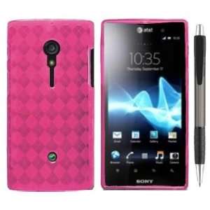 Semi Transparent Hot Pink Checker Design Protector TPU Cover Case for 