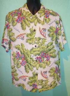 1940s/50s RP Rayon Rockabilly Hawaiian Sun Surf Shirt (L/46)  