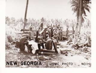 WW2 USMC NEW GEORGIA PHOTO   MARINE ARTILLERY GUN  