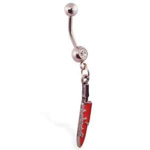  Navel ring with dangling bloody knife Jewelry