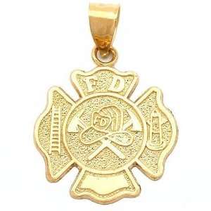  Firefighter Maltese Cross Charm 14k Gold 24mm Jewelry