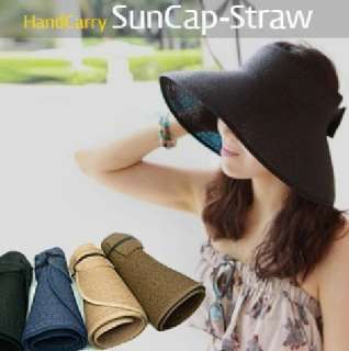 Foldable Womens Wide Brim Floppy Beach Sun Straw Hat  