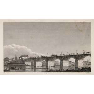 1831 Pont DAusterlitz Bridge Seine Paris Engraving   Copper Engraving 
