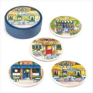  French Cafe Coasters Set (4 Pc. Set)