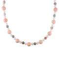 Freshwater White Pearl, Agate and Coral Bead Necklace (7 7.5 mm)