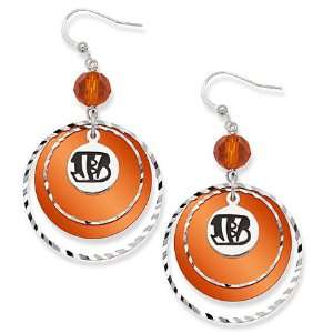  Cincinnati Bengals Game Day Earrings W/ Orange Bead 