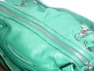 MAKOWSKY L Kelly Green Leather Satchel Shoulder Bag Handbag Cross 