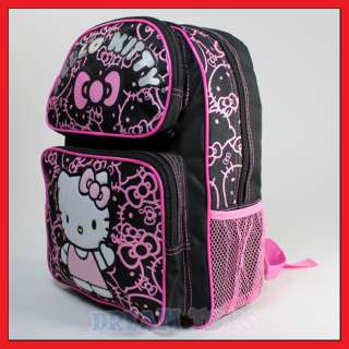   Kitty Black Glitter 14 Backpack   Bag School Girls Kids   MED  