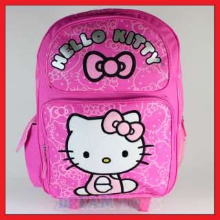   Kitty Pink Glitter Roller Backpack   Rolling Girls Bag LARGE  