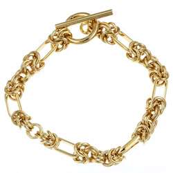 Caribe Gold 14k over Sterling Silver 7 inch Byzantine Link Bracelet 