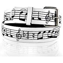 Iced Out Gear Mens Black Music Notes Leather Belt  
