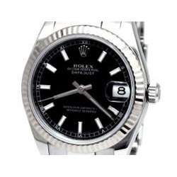   Datejust Stainless Steel Black Dial Oyster Band Watch  
