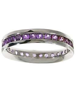 14k White Gold Pink Sapphire Eternity Channel Band  