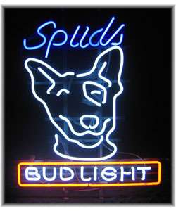 Bud Light Spuds MacKenzie Neon Bar Sign  