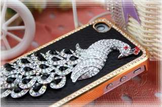 New Luxury Crystal 3D Peacock Case Rhinestone Cover iPhone 4 4G 4S 