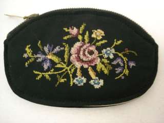VINTAGE PETIT POINT WEST GERMANY COIN PURSE  