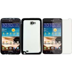 White TPU+PC Case Cover+LCD Screen Protector for Samsung Galaxy Note 