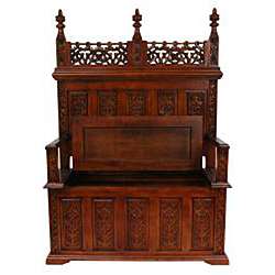 Ornate Carved Church Pew Style Bench (China)  
