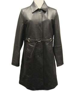 Komitor Womens 3/4 Length Plus Size Leather Coat  