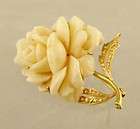 Angelskin Coral Pin with Diamonds in Handmade 14K Yello