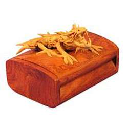 Burl Wood Lucky Dragon Storage Box (Thailand)  