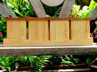 Set of Handmade Wooden Storage Box Coffee Box Tea Box Sugar Box and 