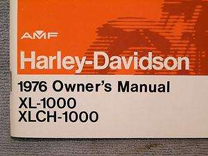 Harley Davidson Owners Manual   NOS   1976 Sportster XL XLCH 1000 