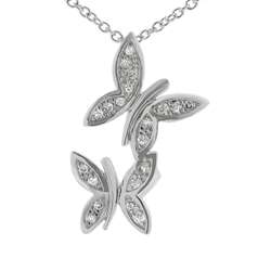 Sterling Silver CZ Butterfly Necklace  